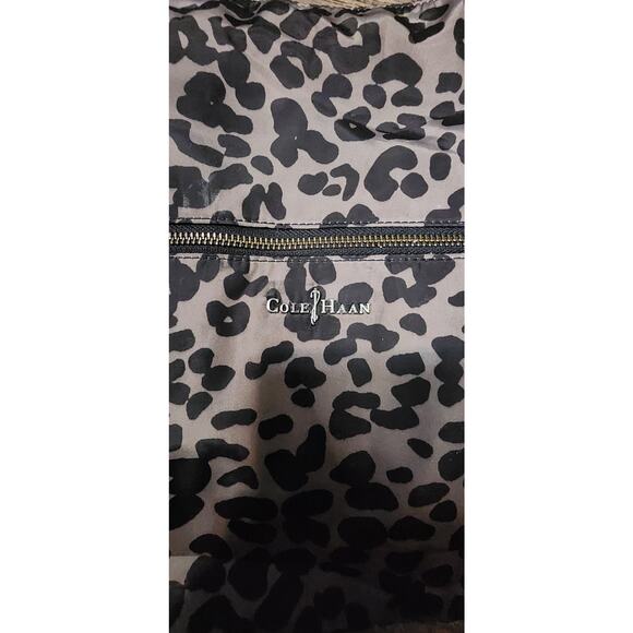 Pre-owned Cole Haan Leopard Print Travel Bag Blue Interior Bx40 - Picture 8 of 9